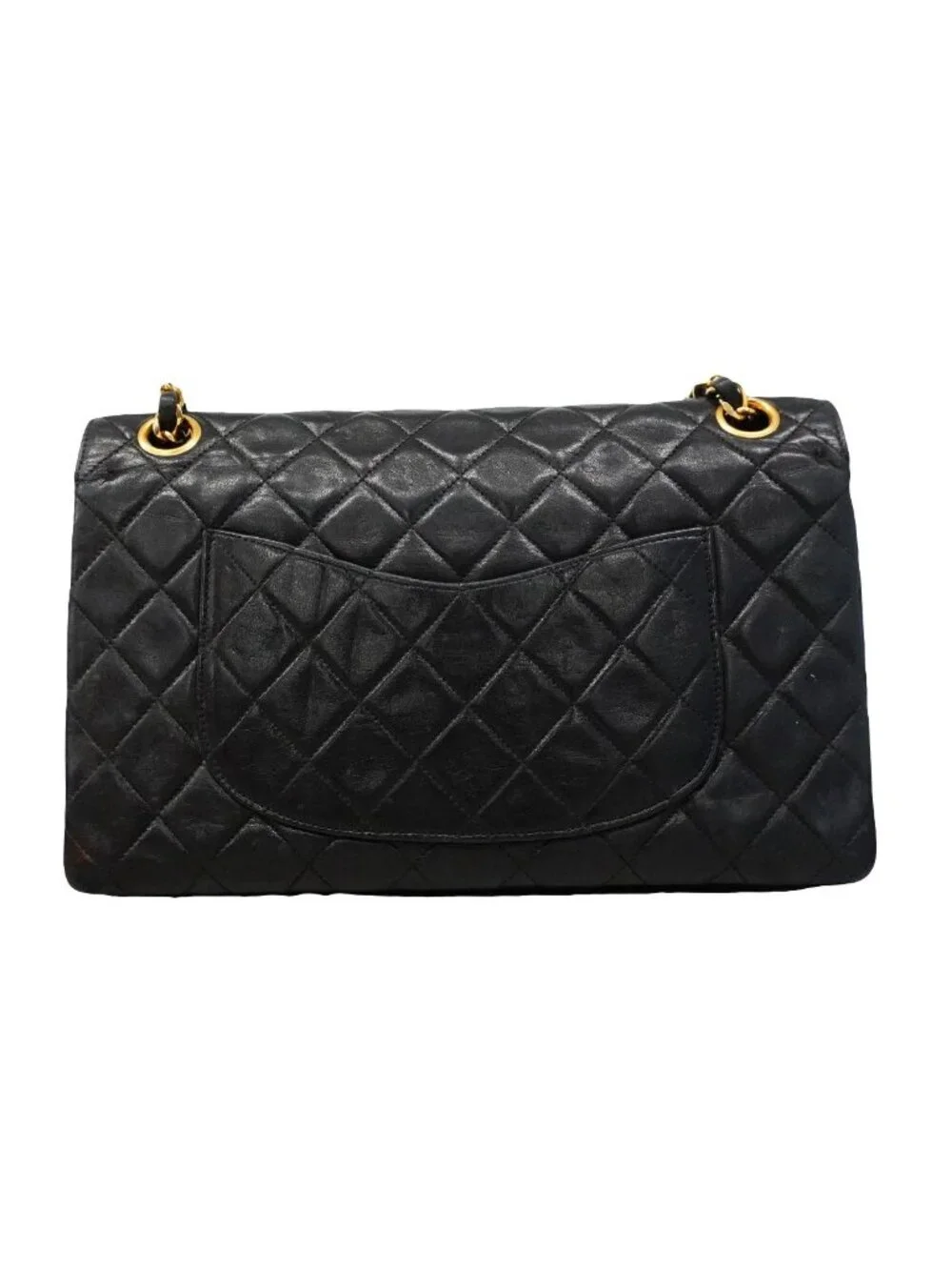Chanel Shoulder Bag Quilted Lambskin Black Gold